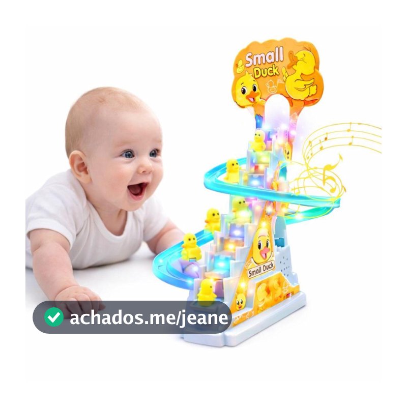 Brinquedo Pista Patinho Escorregador Escada Pato Com Luz e Som