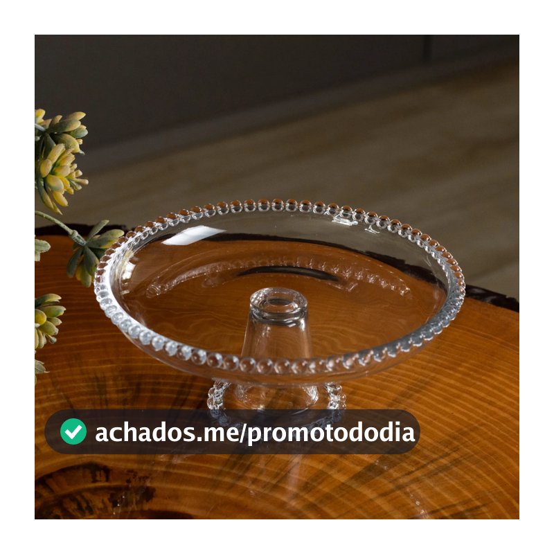 Prato de Cristal com Pé Pearl 20cm Wolff para Doces Bolos Frutas Sobremesas Mesa Posta Servir Decoração Elegante Lar Uso