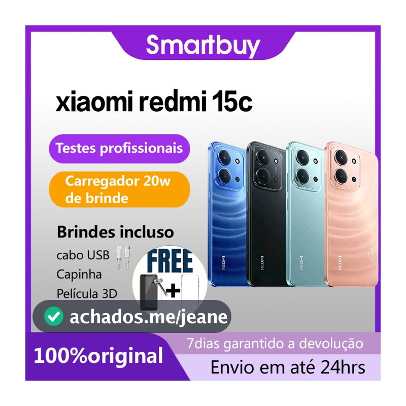 Xiaomi Redmi 15C Dual Sim 128GB 256GB cores 4GB 8GB RAM Tela 6.9", 6000mah