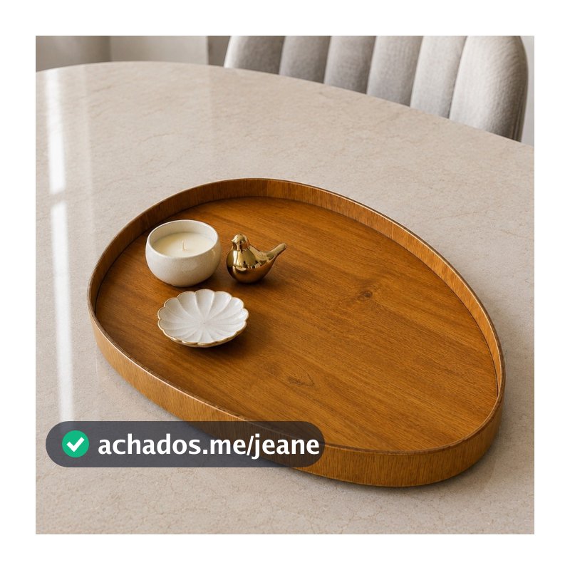 Bandeja Oval Decorativa Grande 51cm Porta Perfumes Lavabo Penteadeira Aparador Mesa Centro Sala Quarto Luxo
