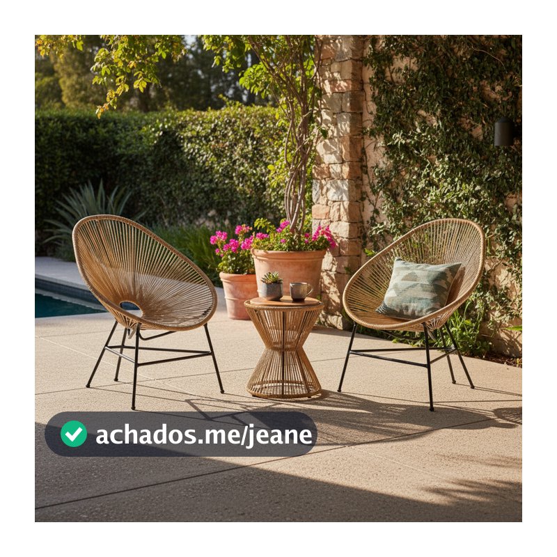Cadeiras Acapulco+Mesa Ampulheta Fibra Sintética Varanda Jardim