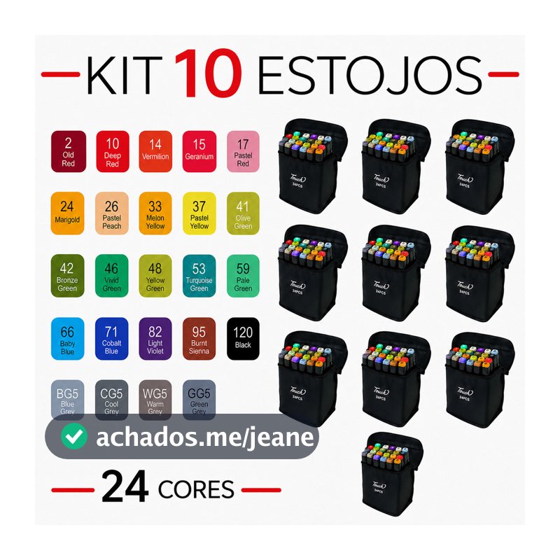 Kit 10 Estojos 24 Cores Canetinhas Ponta Dupla 240 Canetas Marcadoras Para Colorir Desenho Lembrancinha Escolar