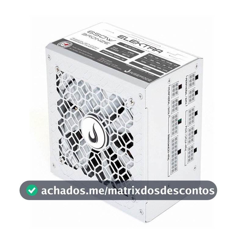Fonte Gamer Rise Mode Elektra, 650W, Bronze, Full Modular, PFC Ativo, Branco - RM-PSU-ELKM-650-W