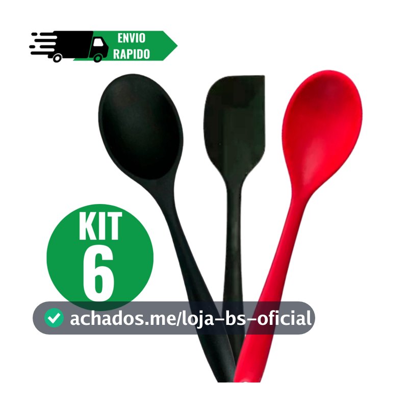 Conjunto Espátula mais Colher de Silicone Antiaderente Utilidade Domestica
