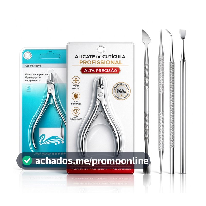 Kit Manicure 6 Peças Inox Alicate Corte Unha + Cutícula Espátula Palito Raspador Desencravador