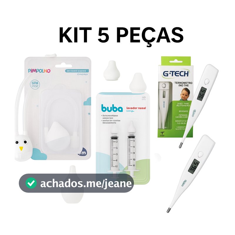 Kit Higiene Nasal Bebê |Termômetro Digital G-Tech + Aspirador + Lavador Nasal