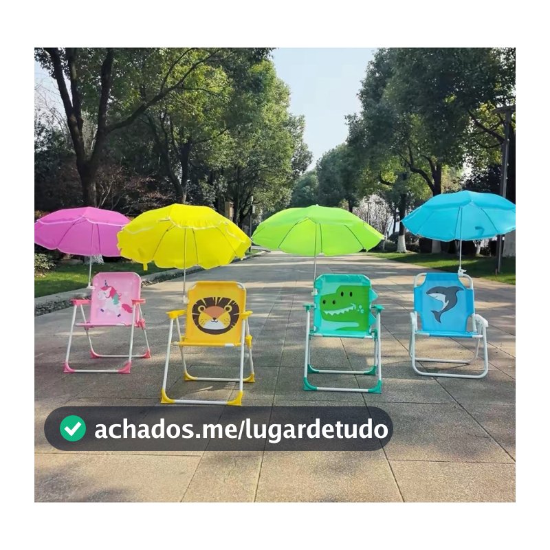 Cadeira Infantil De Praia Dobrável Com Guarda Sol Criança Praia Piscina Lazer