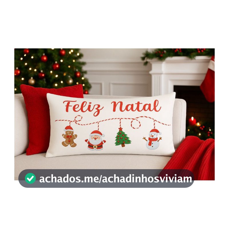CAPA DE ALMOFADA BAGUETE 30X50 FELIZ NATAL TECIDO SUEDE  PAPAI NOEL
