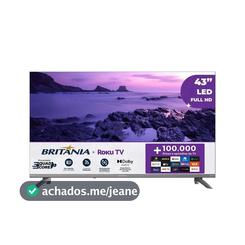 Smart TV 43” Britânia B43CRA Full HD Wi-Fi HDMI USB Conversor Digital