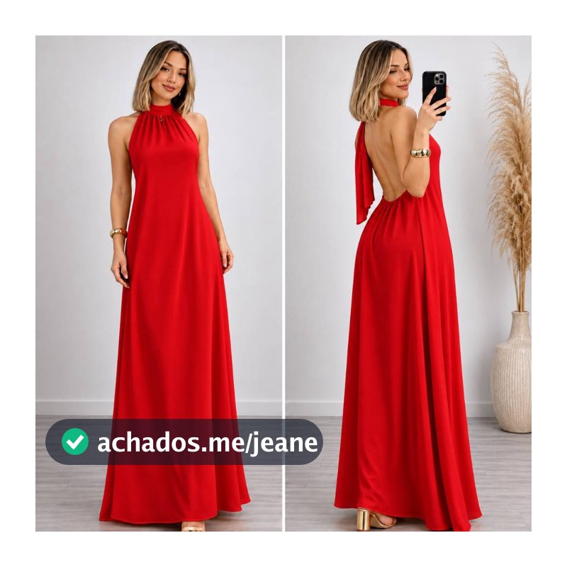 Vestido Vermelho Longo Feminino Frente Unica Costa Nua de Festa Natal Ano Novo Casamento Madrinha Formatura  Plus Size