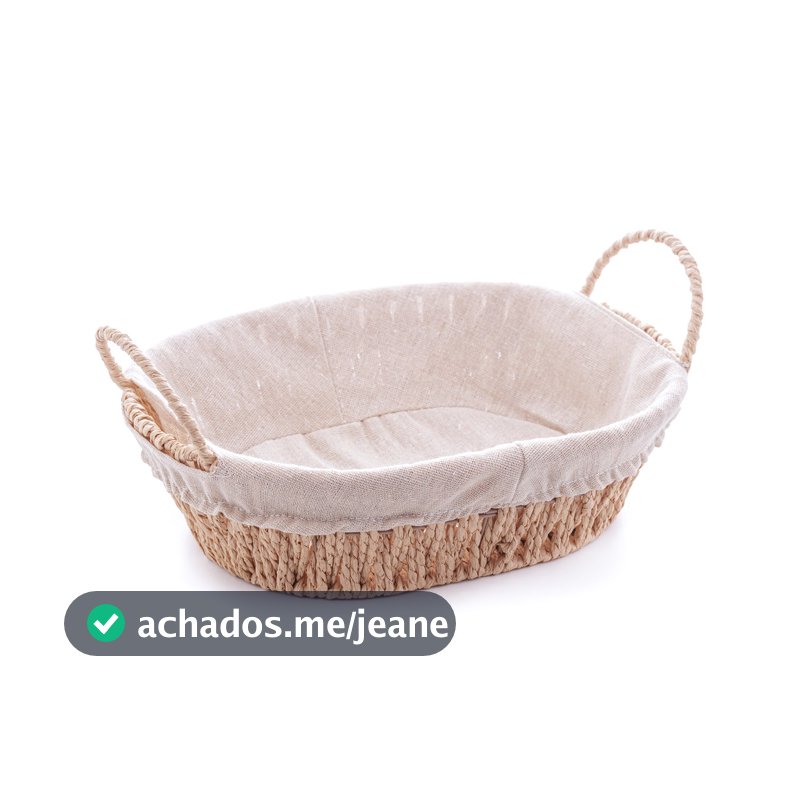 Cesta pães Oval com Alça em Papel com Forro em Tecido 29cm x 20cm x 12cm - Wolff