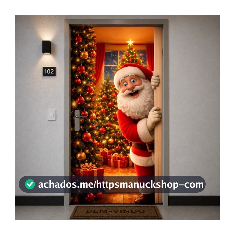 Capa para Porta Papai Noel | Decoração de Natal | Tecido Premium | 85x210cm | Vários Modelos