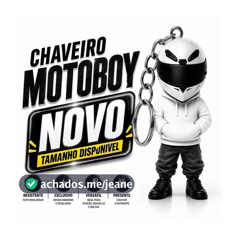 Chaveiro Motociclista Marrento 3D - motoboy Capacete Vermelho e Moletom
