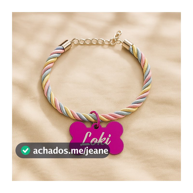Coleira Pet Personalizada para Cachorro Gato Macho Fêmea – Com Nome Gravado