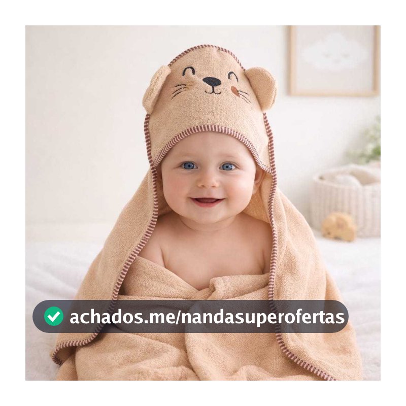 Toalha de Banho Bebê com Capuz Ursinho Super Macia Soft Antialérgica Enxoval Bebê