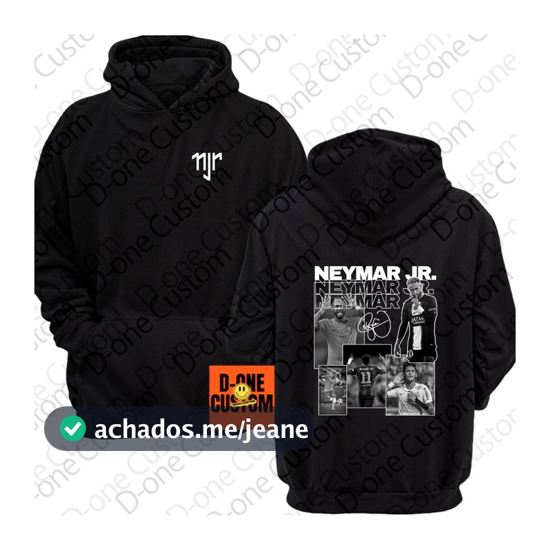 Moletom Blusa de Frio Neymar Jr Colagem Assinatura Fotos Craque Santos Seleção Brasileira Camisa 10