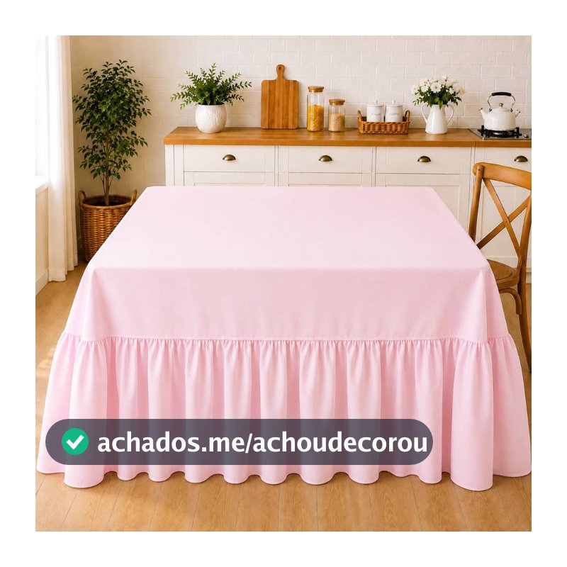 Toalha de Mesa  Farm Oxford Liso Premium Com Babado Até o Chão Para Festa Buffet Eventos