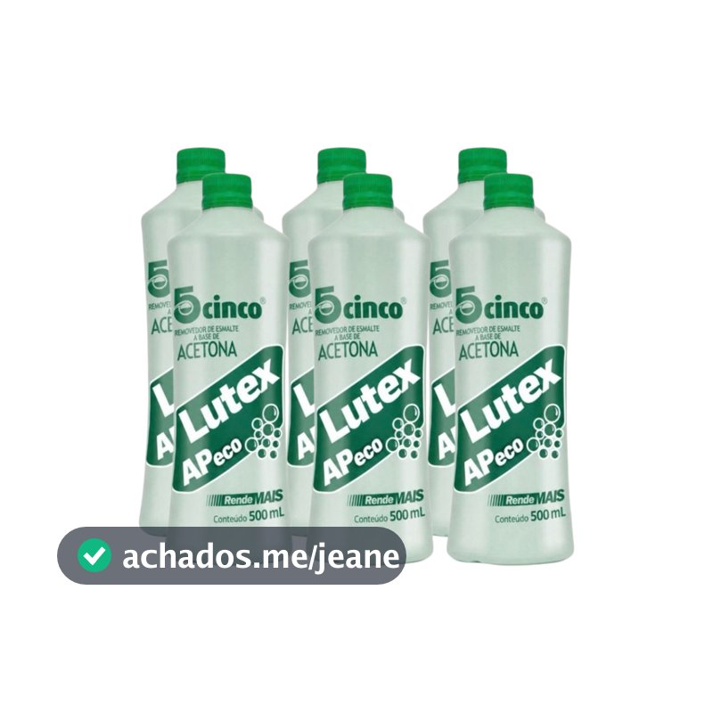 KIT Removedor de Esmalte 500ml Lutex Acetona Uso Profissional (6 unidades)