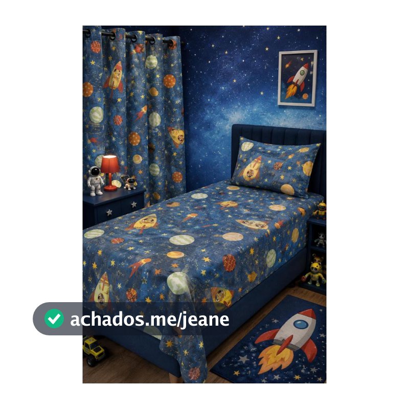 KIT QUARTO INFANTIL LENÇOL+FRONHA+CORTINA 2 PARTES TEMAS ESTAMPADOS POLIESTER ALGODÃO