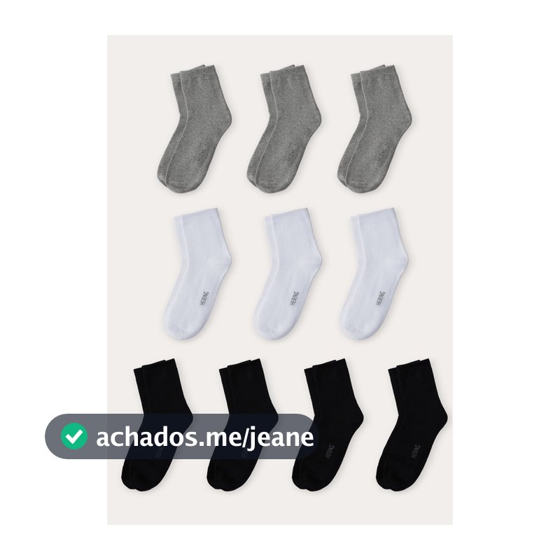 Kit 10 Meias Em Algodão Cano Médio