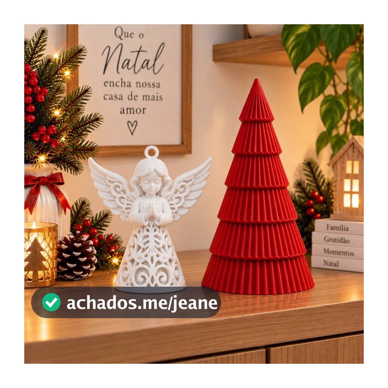 Kit Decoração Natalina Anjo e Árvore de Natal - Enfeites Natalinos para sua casa