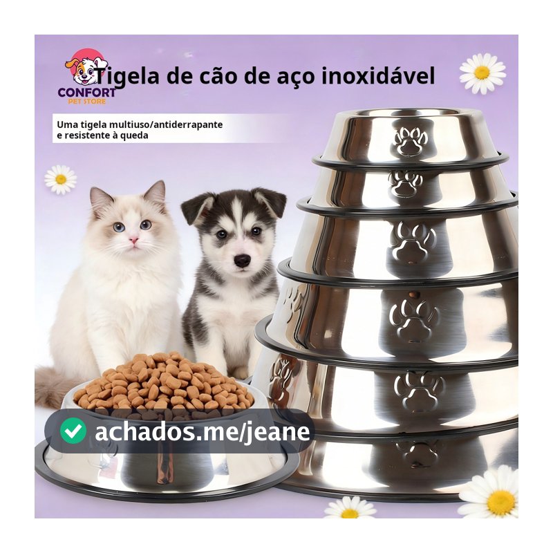 Tigelas de aço inoxidável para cães e gatos Comedouro e Bebedouro Inox Antiderrapante Para Cães e Gatos Resistente