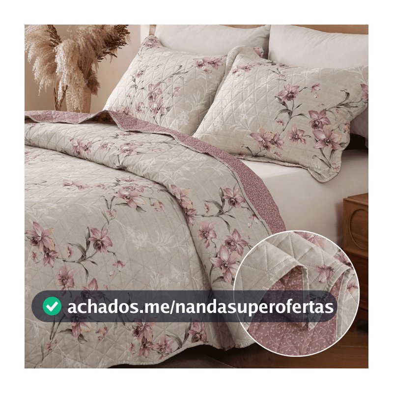 Kit Colcha Cobre Leito 3 Peças Itália Dupla Face  Aba Americana King Queen Casal Solteiro