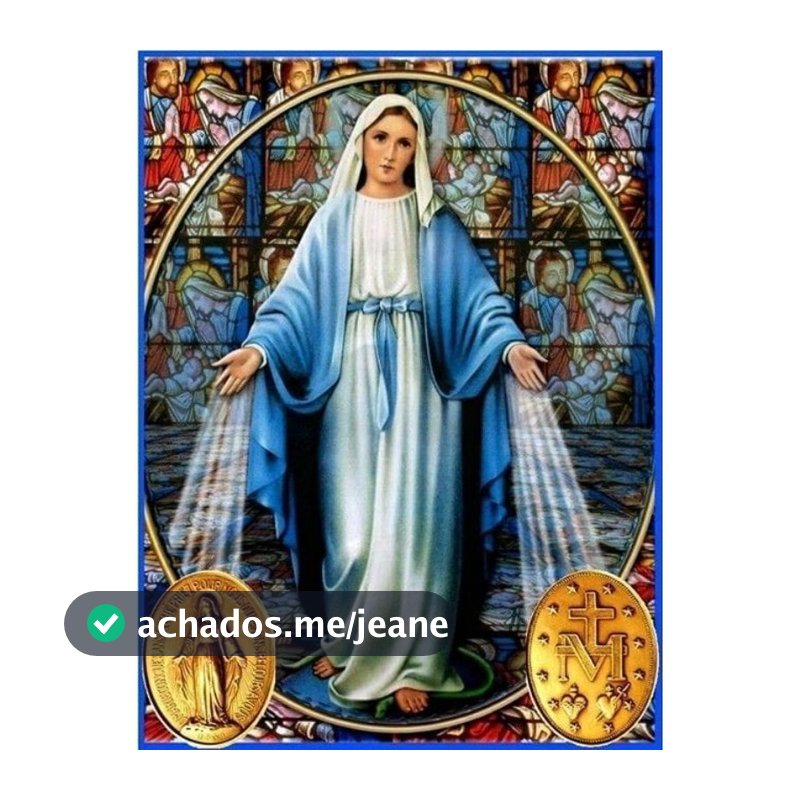 Nossa Senhora das Graças e As Duas Faces da Sua Medalha Milagrosa (nos cantos inferiores).