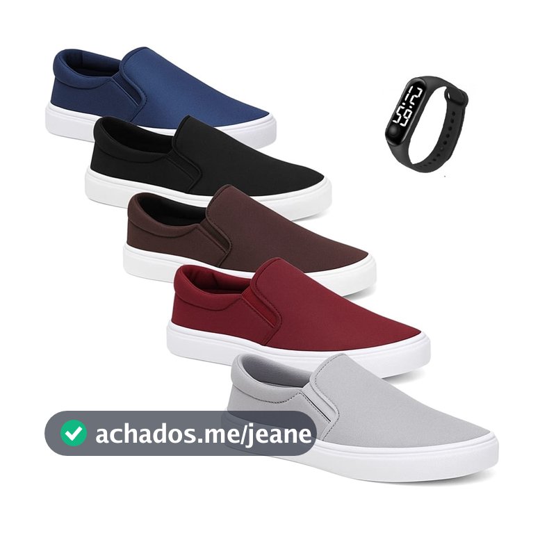 Kit 2 Tênis Sapatênis Iate Casual Tênis Slip on Calce Fácil - Esporte Fino - Unissex + Relógio
