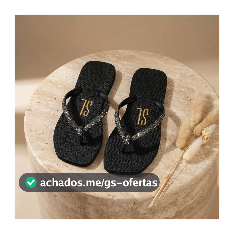 Chinelo Feminino Strass Pedraria Sandália Feminina Rasteirinha Palmilha Glitter Brilho Luxo