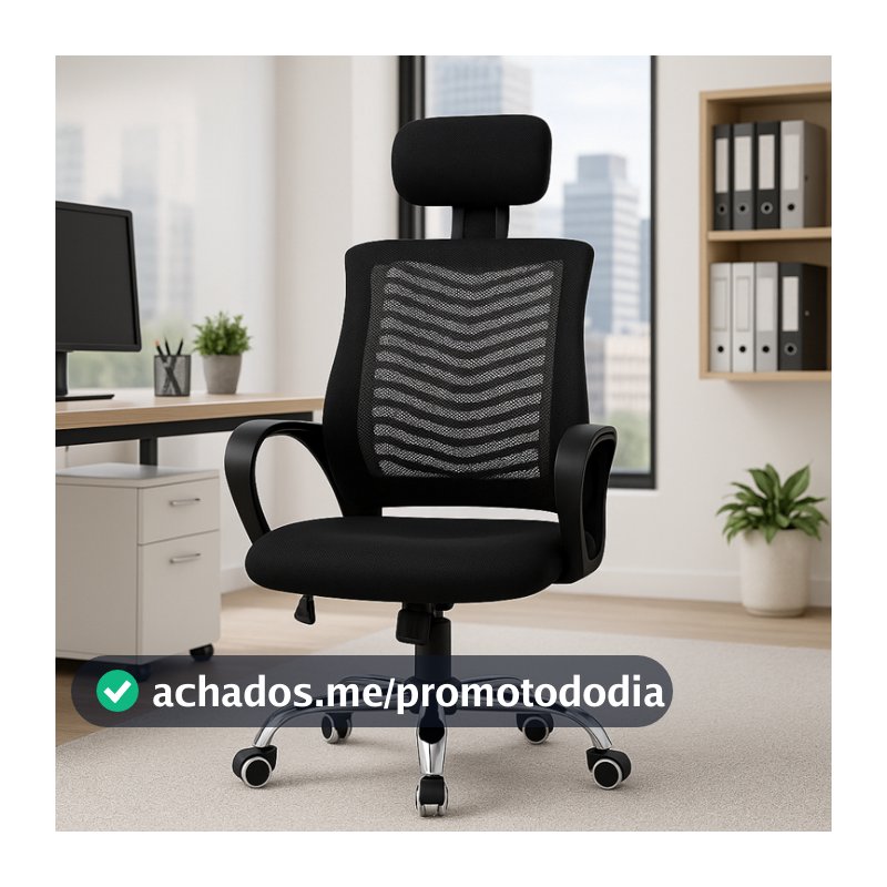 Cadeira Presidente para Escritório Diretor Com Encosto de Cabeça + Banco Ajustável
