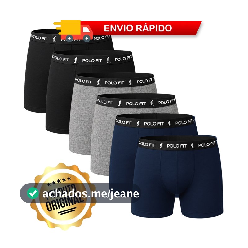 Kit 6 Cuecas Boxer Box Polo Fit Algodão Cotton Original Masculina Cueca