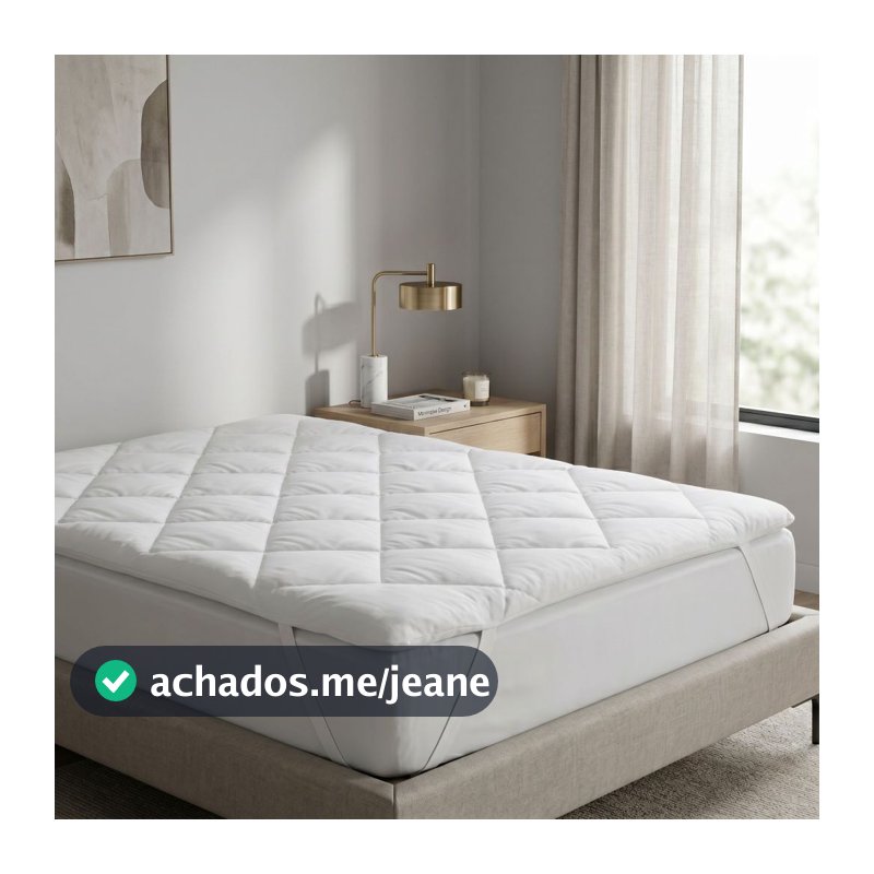 Protetor de colchão pillow top casal padrão micro percal 400 fios com elástico nas pontas