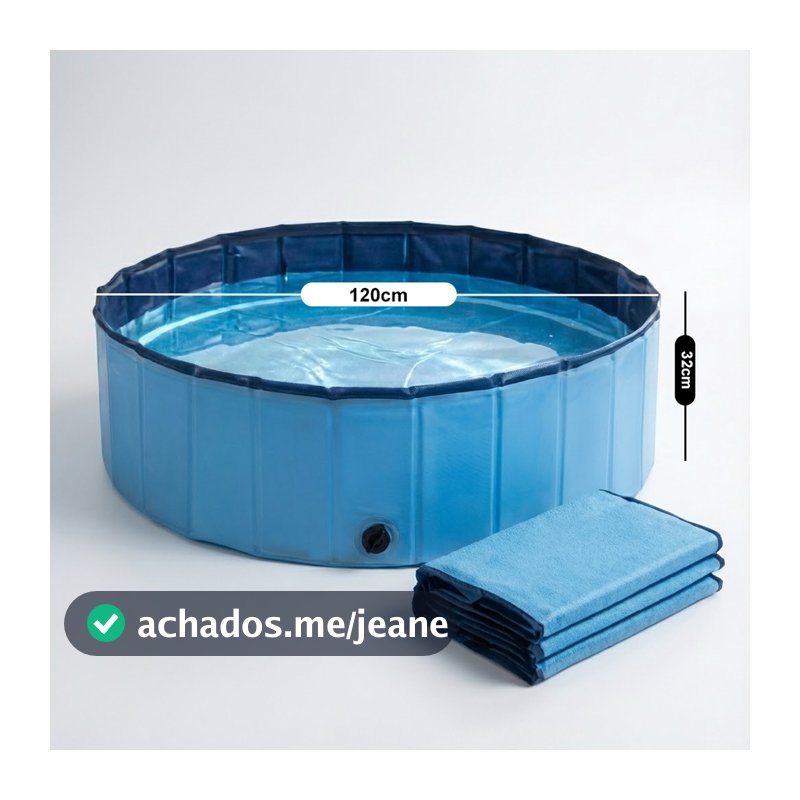 Piscina Dobrável Pet e Infantil 120x32cm 340L PVC Reforçado Antiderrapante Banheira para Cachorro Crianças