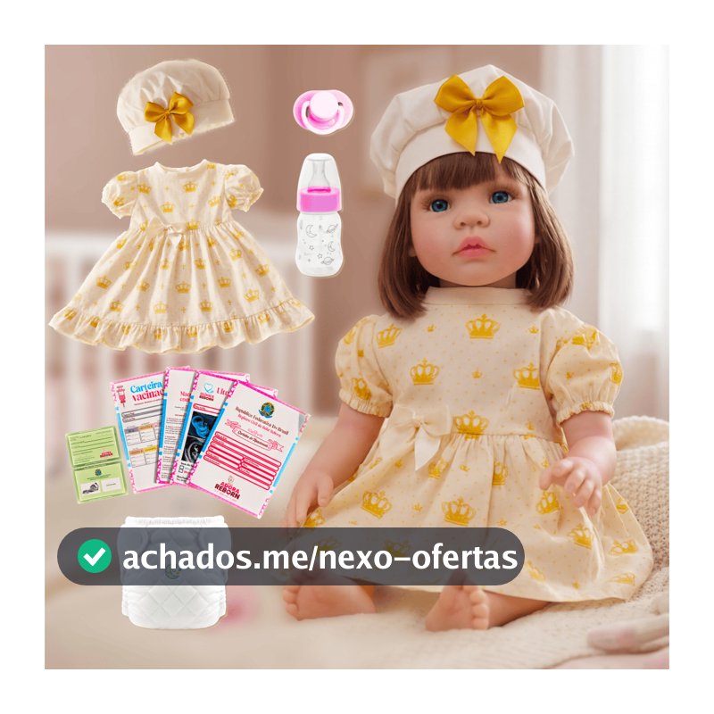 Boneca Bebê Reborn Silicone Realista Menina Vestido Dourado Original Pode dar Banho