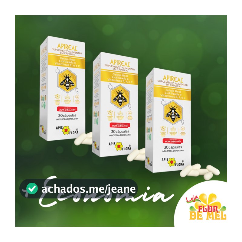 Geleia Real (Kit c/ 3) Liofilizada Apireal 30 cápsulas - Apis Flora