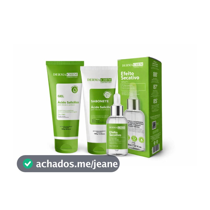 Kit Dermachem Skincare Antioleosidade Sabonete e Gel Facial Ácido Salicílico Sérum Efeito Secativo