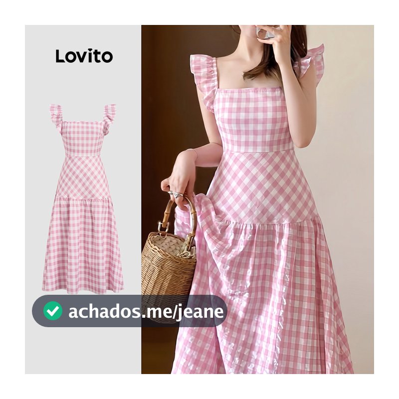 Lovito Vestido Elegante com Zíper Primavera/verão Rosa Vestido feminino LK6EDD112