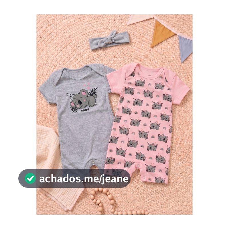 Kit 2 Romper Macacão Bebê Menina E Laço