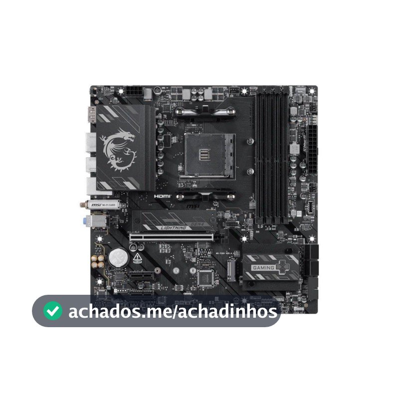 Placa-Mãe MSI B550M Gaming Plus WiFi6E, AMD AM4, DDR4, Wi-Fi 6E, Bluetooth 5.2, Preto e Prata - B550M GAMING PLUS WIFI6E