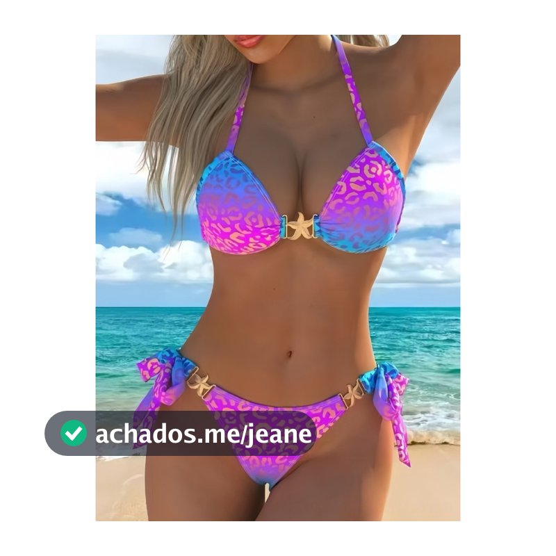 Biquini Feminino Biquíni com estampa de leopardo dividido estampado moda Halter maiô feminino