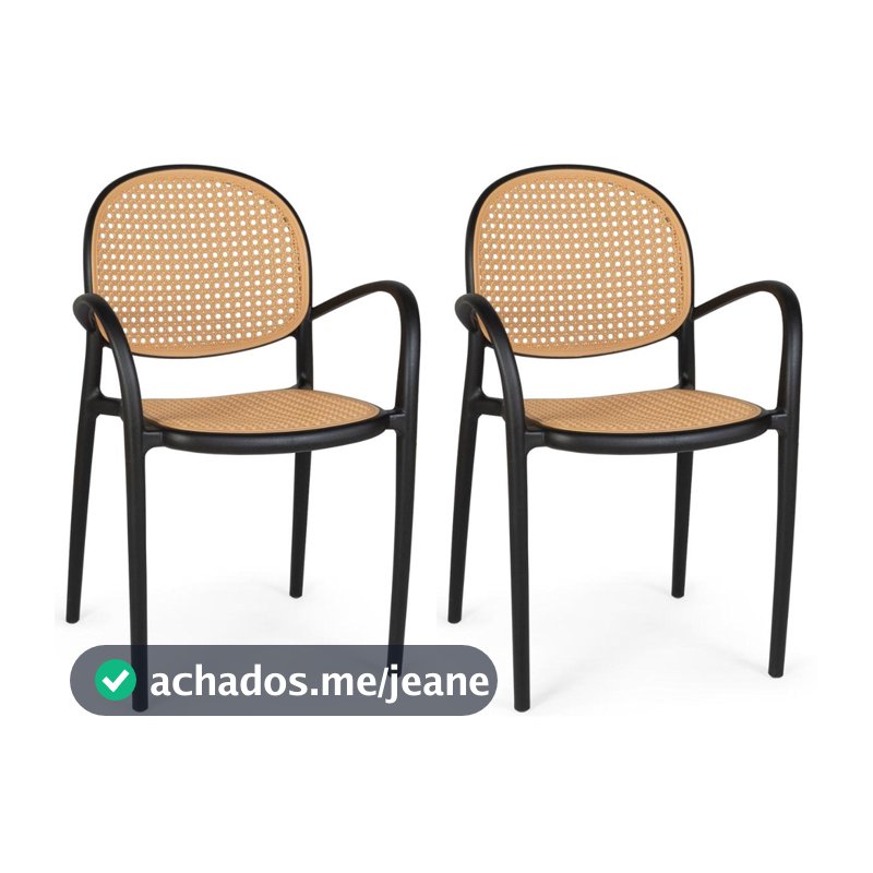 Kit 2 Cadeiras de Jantar Roma com Braço para Sala e Cozinha