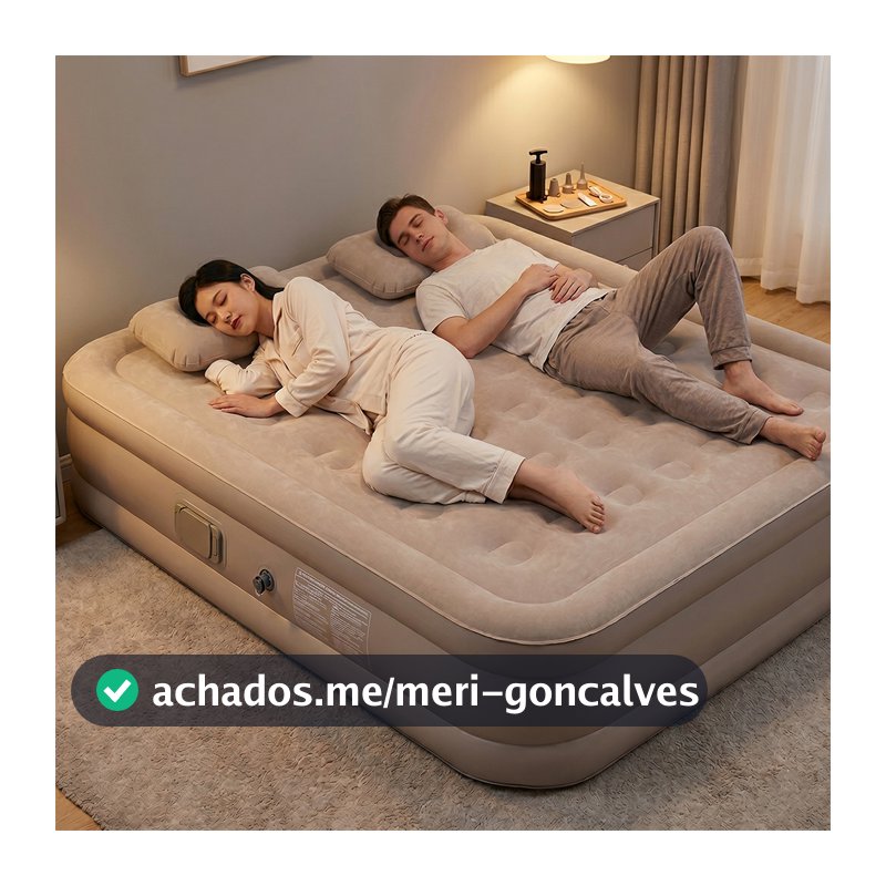Colchão Inflável Casal JOYFOX Grosso/Fino Com Bomba Recarregável USB Para Camping E Casa