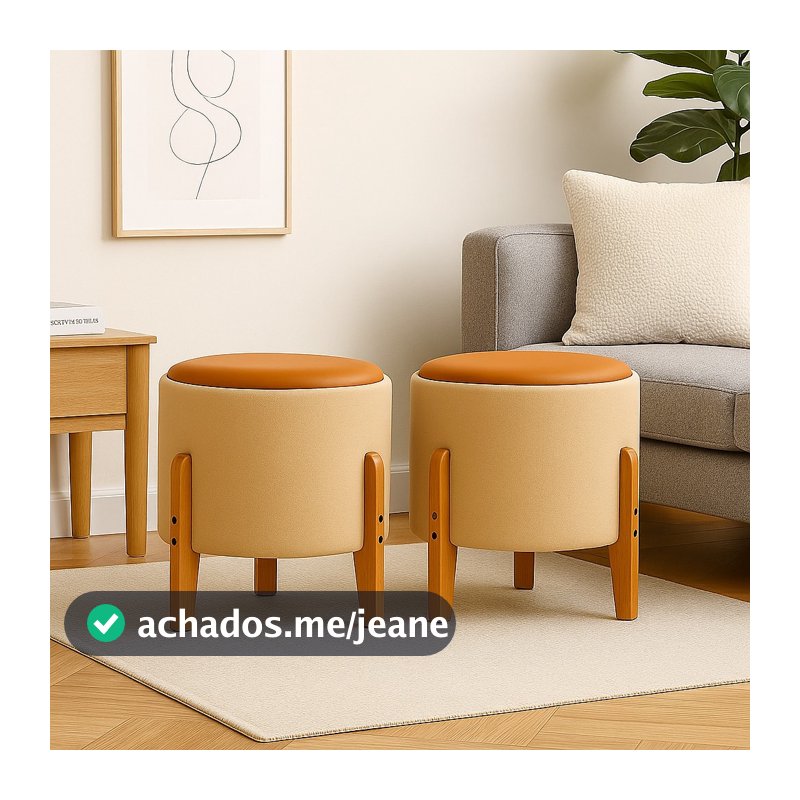 Kit 2 Puff Luxo Elegance Sala Redondo Decoração Quarto Escritório Banqueta Penteadeira Enfeite Natal