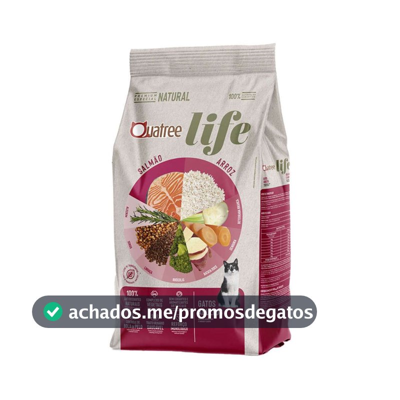 Ração Quatree Life Gatos Adultos Sabor Salmão e Arroz 10kg