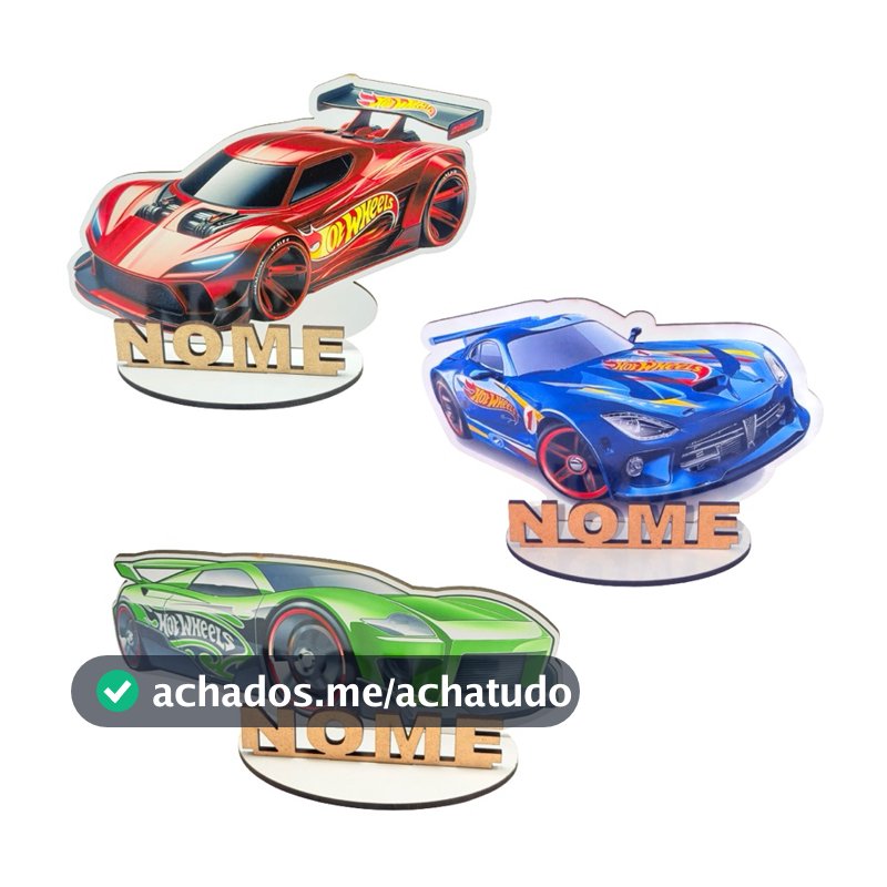 Kit 06 a 20 Display Centro de Mesa Hot wheels Colorido Adesivado, Lembrancinha Personalizado Com Nome De Mdf