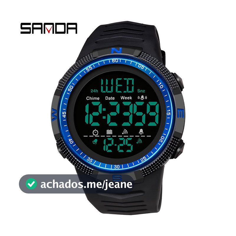 Sanda À Prova D 'Água Relógio Cronógrafo De Luxo Display Led Para Mulheres Dos Homens Para Esportes Elegantes Relógios 6014-1