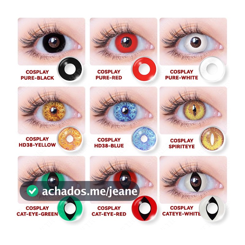 Eyeshare 2 Peças Lentes De Contato Coloridas De halloween anime cosplay Multicoloridas Branco Preto Vermelho Envio Rápid