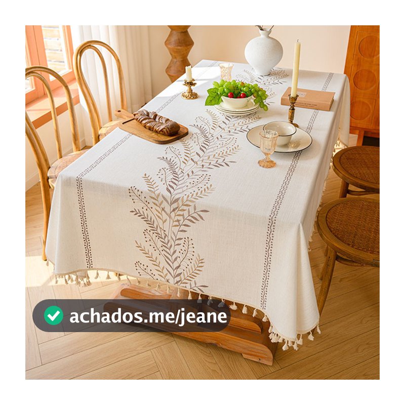 Toalha de Mesa de Algodão e Linho Bordada, Toalha de Mesa Retangular à Prova de Poeira, Toalha de Mesa Bordada com Pad