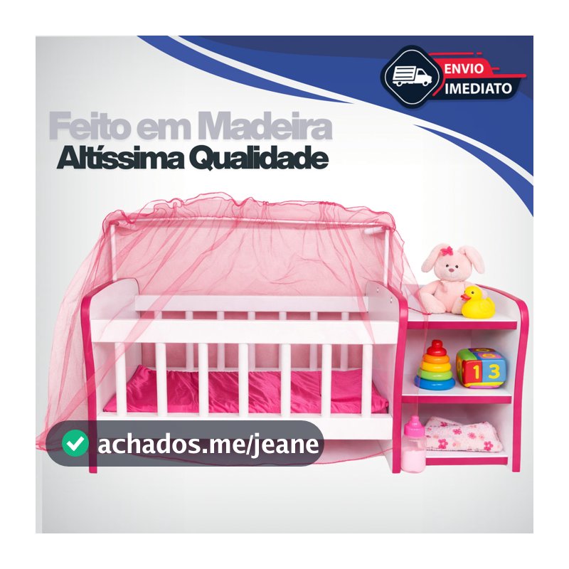 Berço Para Boneca Em Madeira Brinquedo Realista Com Mosquiteiro Colchão E Travesseiro